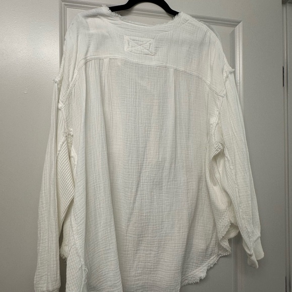Free People White Casual Button Down Shirt - Picture 6 of 7